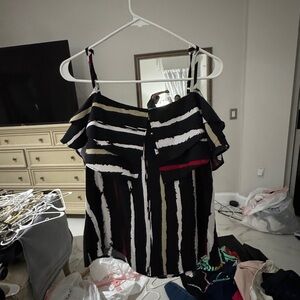 Striped Black and White Off-Shoulder Top